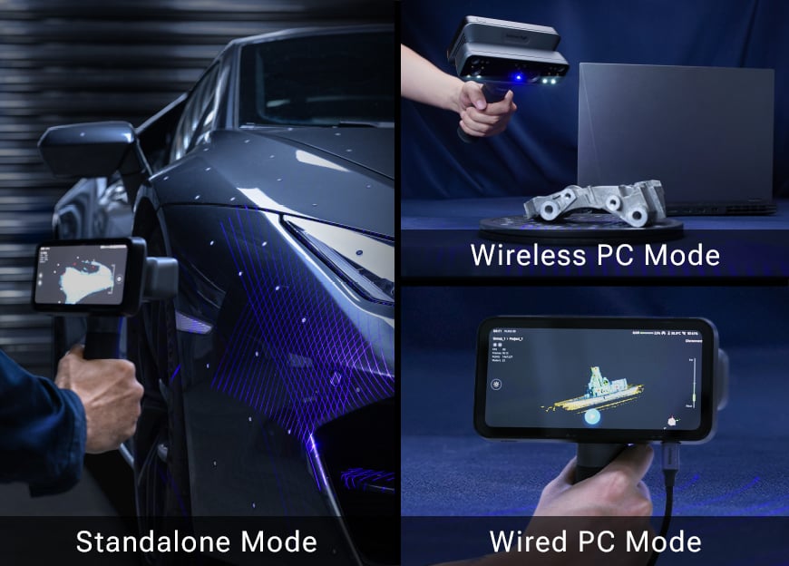 Modos de trabajo triple EinScan Rigil